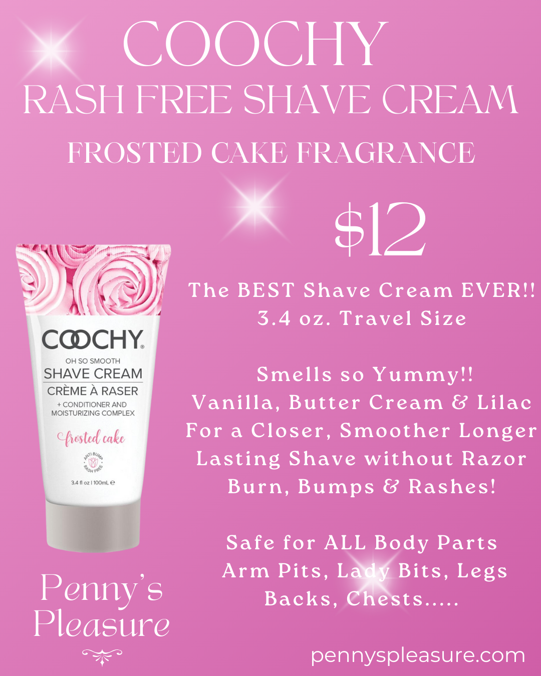 Frosted Cake - Coochy Rash Free Shave Cream Travel Size 3.4 oz