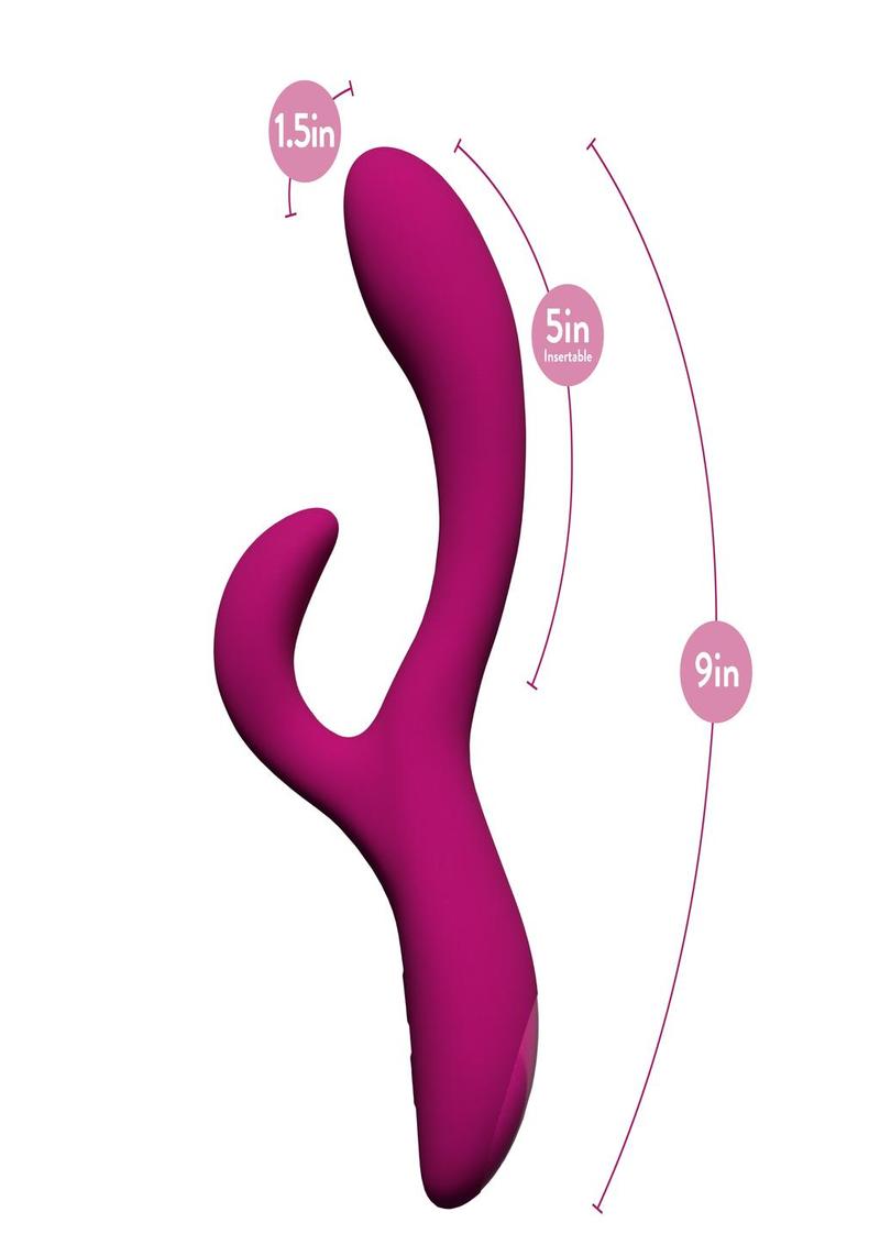 Quinn Heated Rechargeable Silicone Rabbit Vibrator - Burgundy