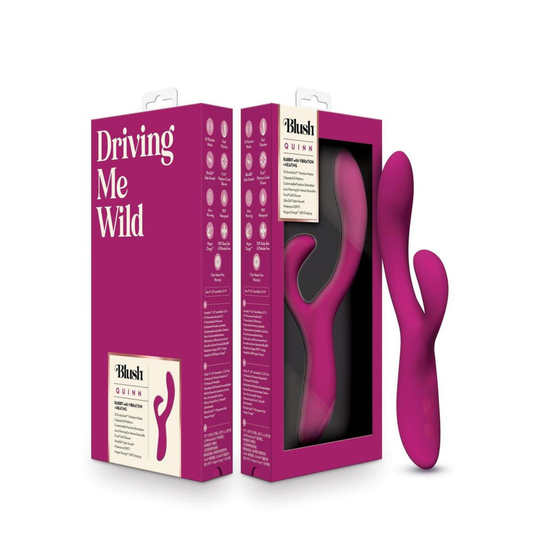 Quinn Heated Rechargeable Silicone Rabbit Vibrator - Burgundy